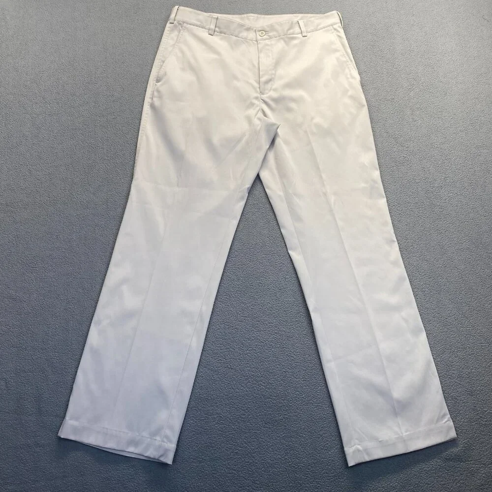 Nike Golf Tech Pants Mens 36x32 Ivory Dri Fit Straight Leg Preppy Classic
